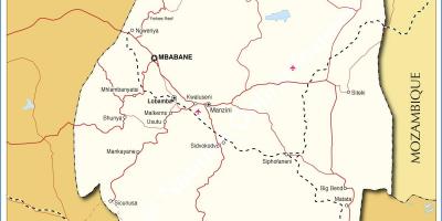 Kart over Swaziland byer