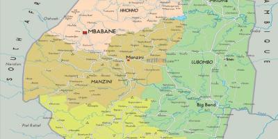 Kart over Swaziland regioner