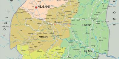 Kart over manzini Swaziland