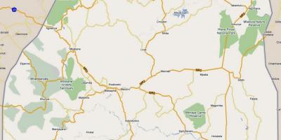 Kart over Swaziland med veiene