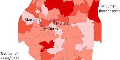 Kart over Swaziland malaria
